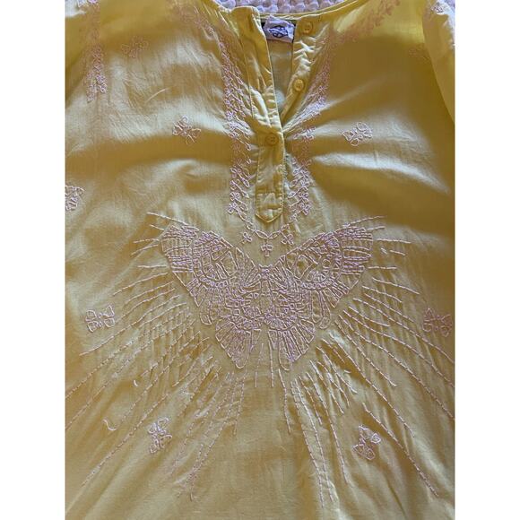 Anthropologie Antik Batik Embroidered Butterfly Cotton Artsy Boho Top Tunic M - Picture 5 of 10
